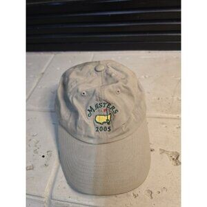 Masters Golf Dad Hat 2005 Vintage Tan Cap Hat Sz Medium VTG Tiger Woods
